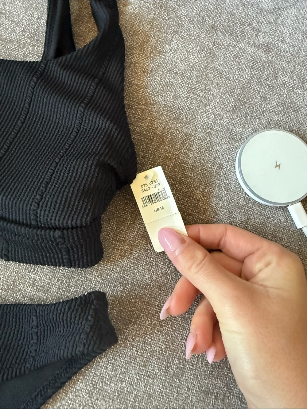 aerie Black Textured Two-Piece Bikini Set - Picture 2 of 5